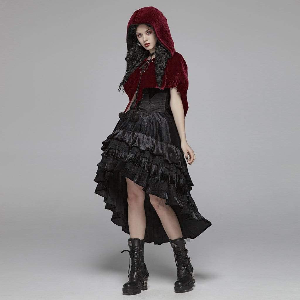 Women's Lolita Witch Hooded Velvet Short Cloak