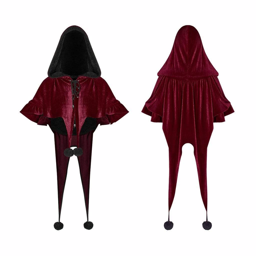 Women's Lolita Witch Hooded Velvet Short Cloak