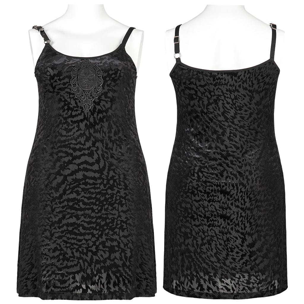 Punk Rave Women's Plus Size Gothic Vintage Floral Slip Dress