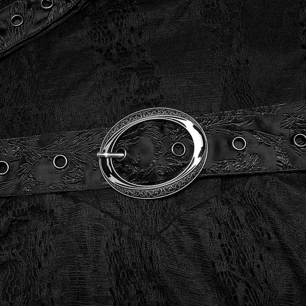 Punk Rave Women's Plus Size Gothic Vintage High/low Long Sleeved Lace Dress