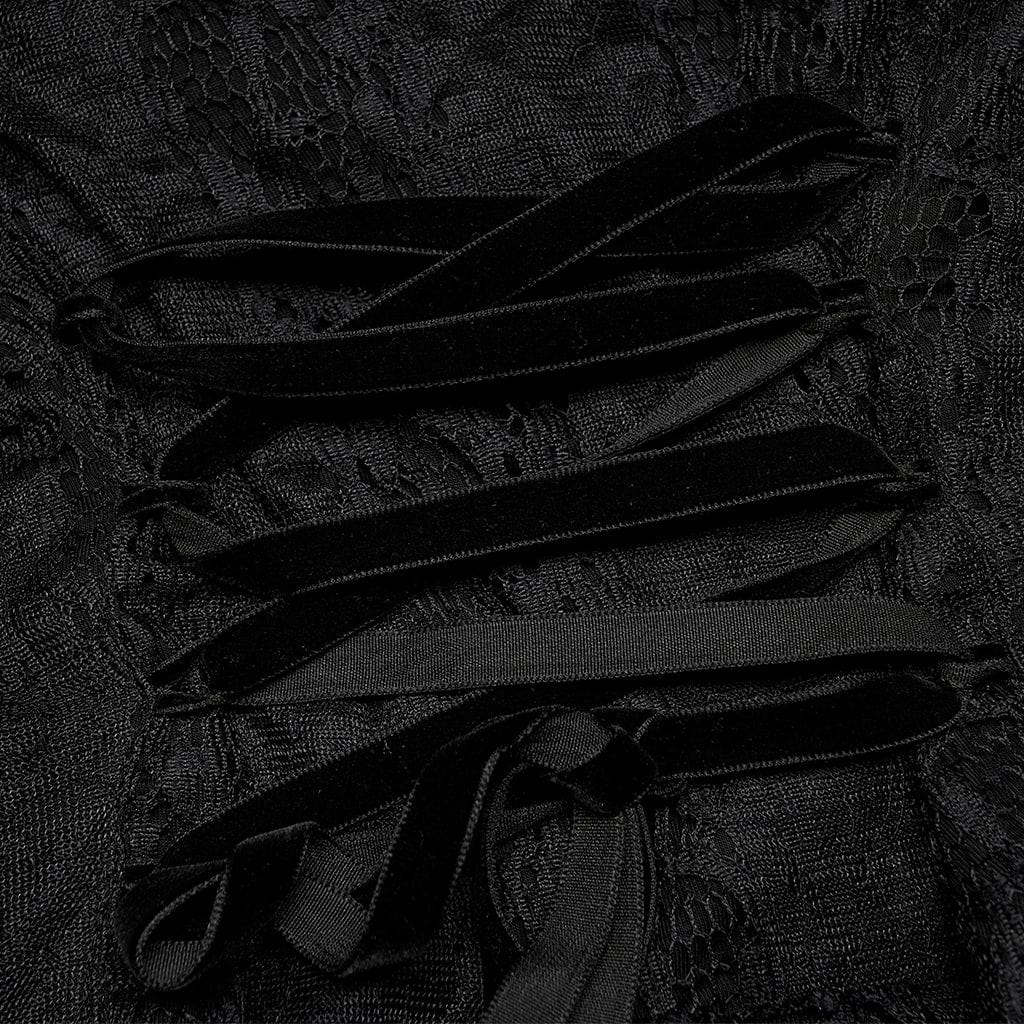 Punk Rave Women's Plus Size Gothic Vintage High/low Long Sleeved Lace Dress