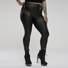 Punk Rave Women's Plus Size Punk Side Zip Faux Leather Leggings