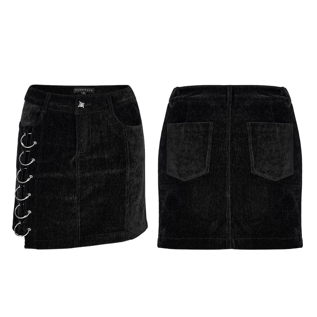 PUNK RAVE Women's Punk Asymmetric Wrap Short Skirt