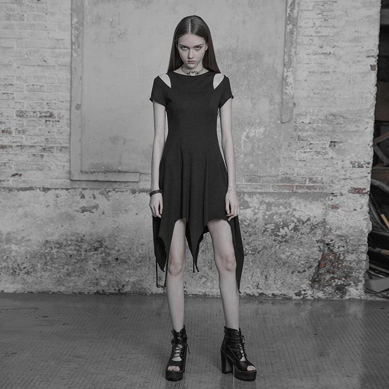 Women's Punk Asymmetrical Cold Shoulder Dress