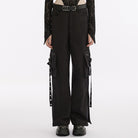 PUNK RAVE Women's Punk Big-pocket Side Slit Cargo Pants