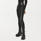 PUNK RAVE Women's Punk Buckles Faux Leather Leggings