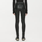 PUNK RAVE Women's Punk Buckles Faux Leather Leggings