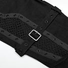 PUNK RAVE Women's Punk Buckles Mesh Splice Eyelets Jeans