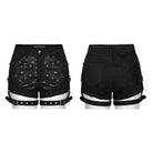 PUNK RAVE Women's Punk Buckles Splice Mesh Shorts