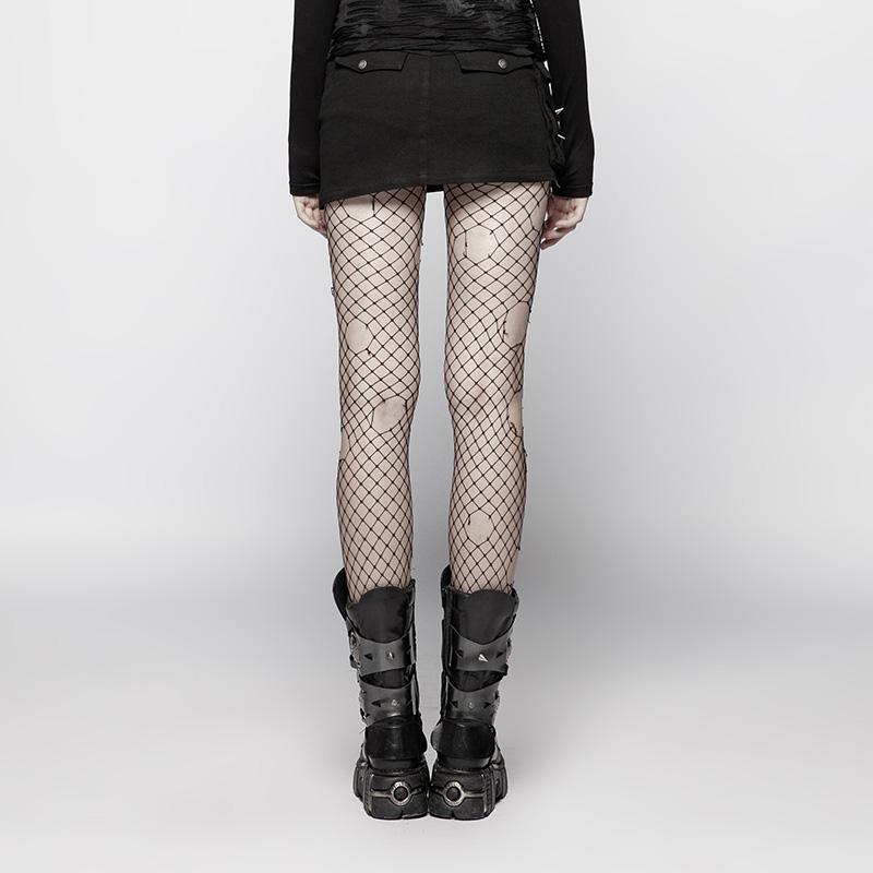 Women's Punk Criss Cross Lacing Denim Mini Skirt