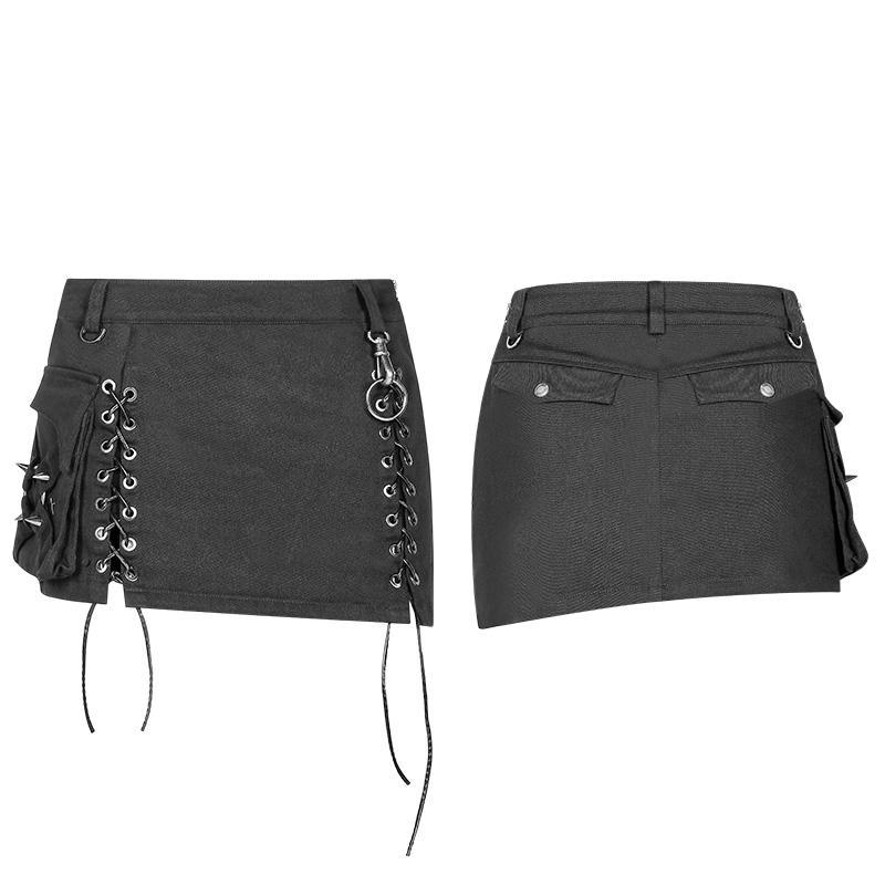 Women's Punk Criss Cross Lacing Denim Mini Skirt