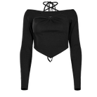 PUNK RAVE Women's Punk Cutout Off Shoulder Halterneck Crop Top