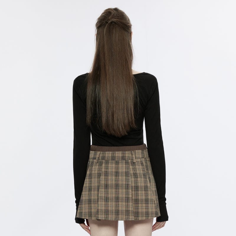 PUNK RAVE Women's Punk Cutout Slim Ftiited Shirt