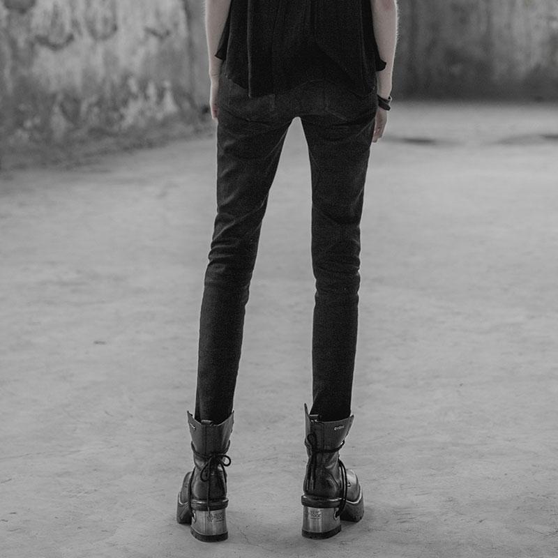 Women's Punk Distressed Slim-Fit Trousers