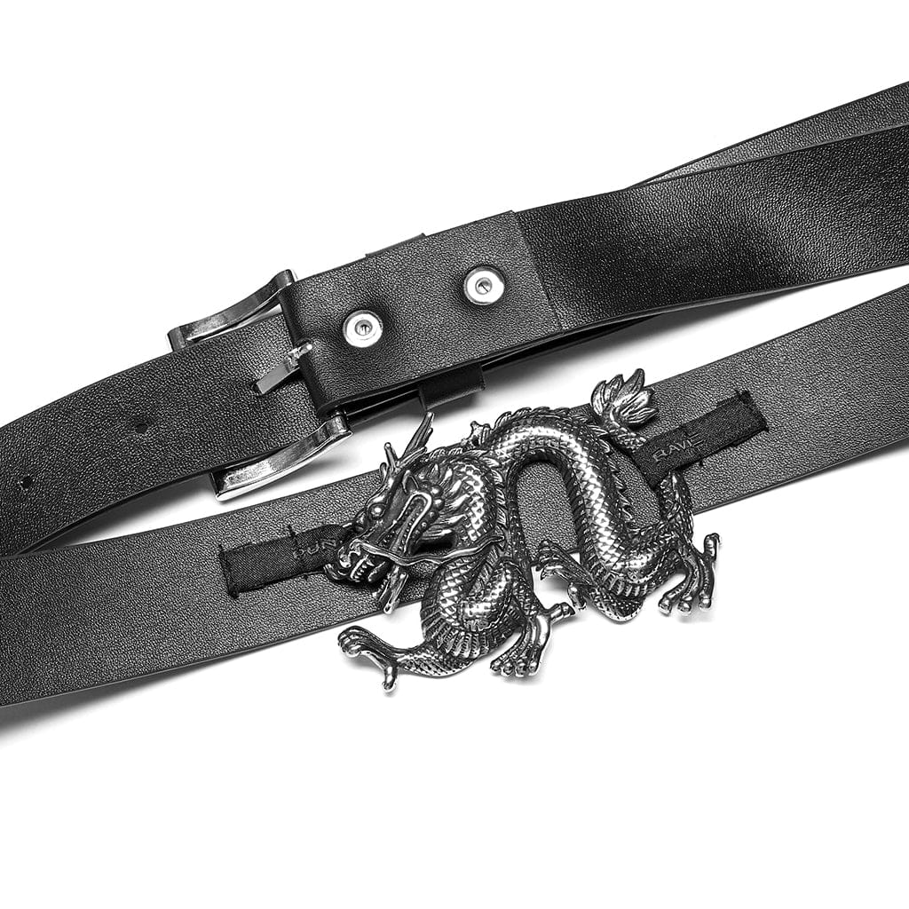 Punk Rave Women's Punk Dragon Buckle Faux Leather Belt