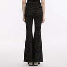 PUNK RAVE Women's Punk Dragon Printed Frog Split Flared Pants
