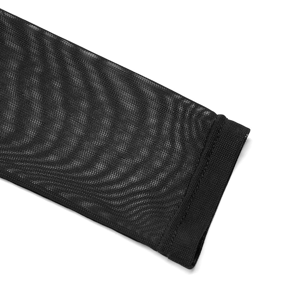 Punk Rave Women's Punk Dragon Printed Sheer Long Sleeved Mesh Top