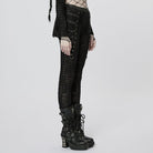 PUNK RAVE Women's Punk Eyelet Ripped Sheer Leggings