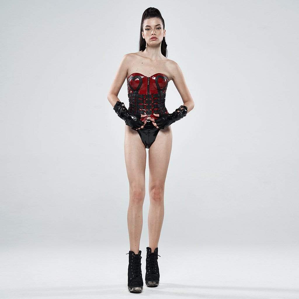 Women's Punk faux Leather Long Gloves