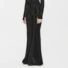 PUNK RAVE Women's Punk Faux Leather Splice Flared Pants