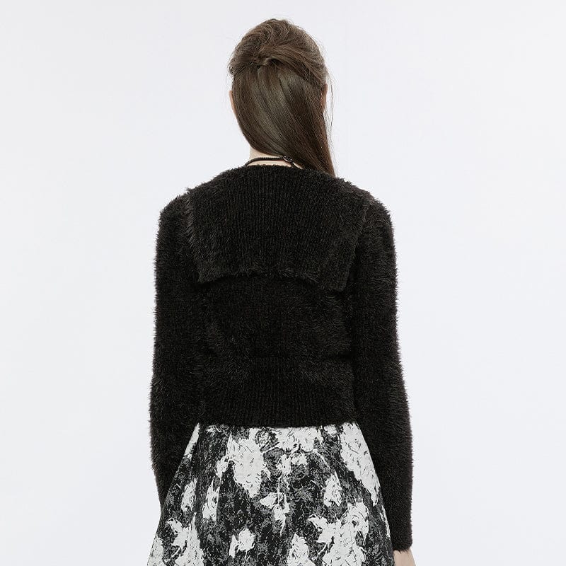 PUNK RAVE Women's Punk Frog Fluffy Short Cardigan