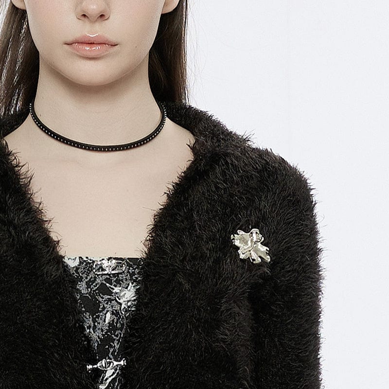 PUNK RAVE Women's Punk Frog Fluffy Short Cardigan