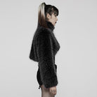 PUNK RAVE Women's Punk Front Zip Woolen Short Coat