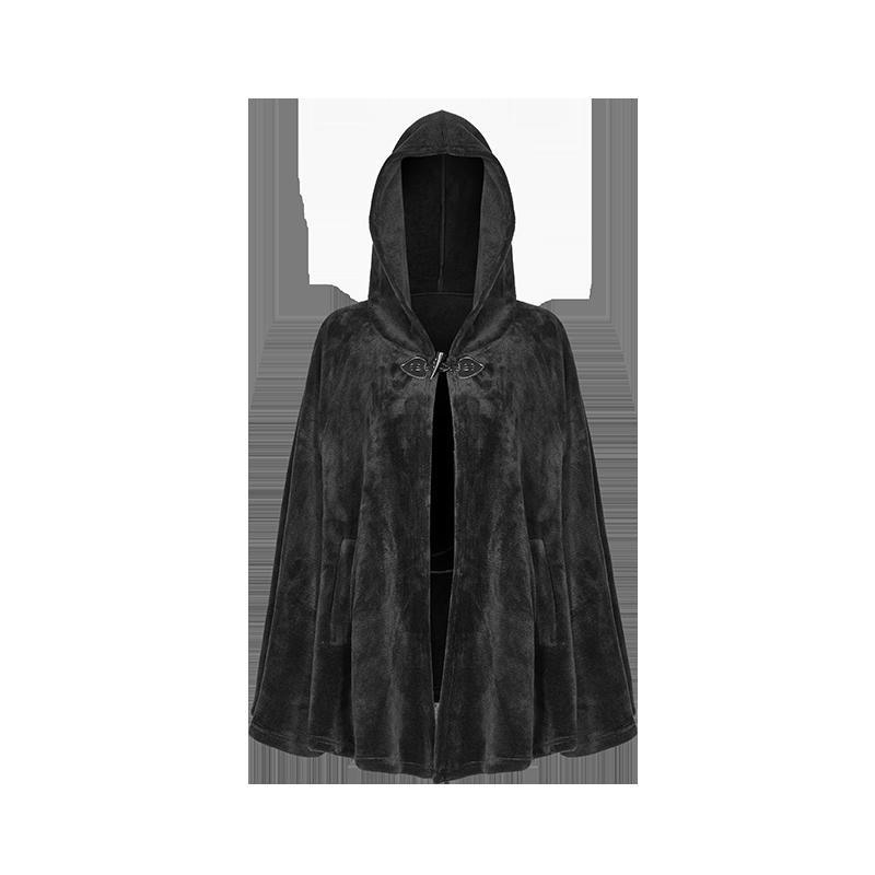 Women's Punk Fur Hooded Moon Irregular Cape Coat Punk Moon Cape