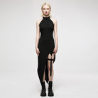 Punk Rave Women's Punk Halterneck Off Shoulder Slim-fitted Dress with Garter