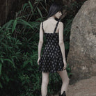 PUNK RAVE Women's Punk Heart Printed Bowknot Slip Dress