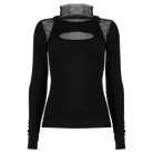 PUNK RAVE Women's Punk High Collar Mesh Splice Shirt