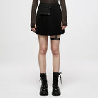 PUNK RAVE Women's Punk High-waisted Pleated Skirt With Garter