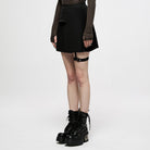PUNK RAVE Women's Punk High-waisted Pleated Skirt With Garter