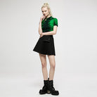 PUNK RAVE Women's Punk High-waisted Pleated Skirt With Garter