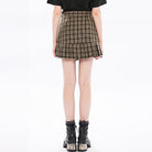 Punk Rave Women's Punk High-waisted Side Slit Pleated Skirt with Belt