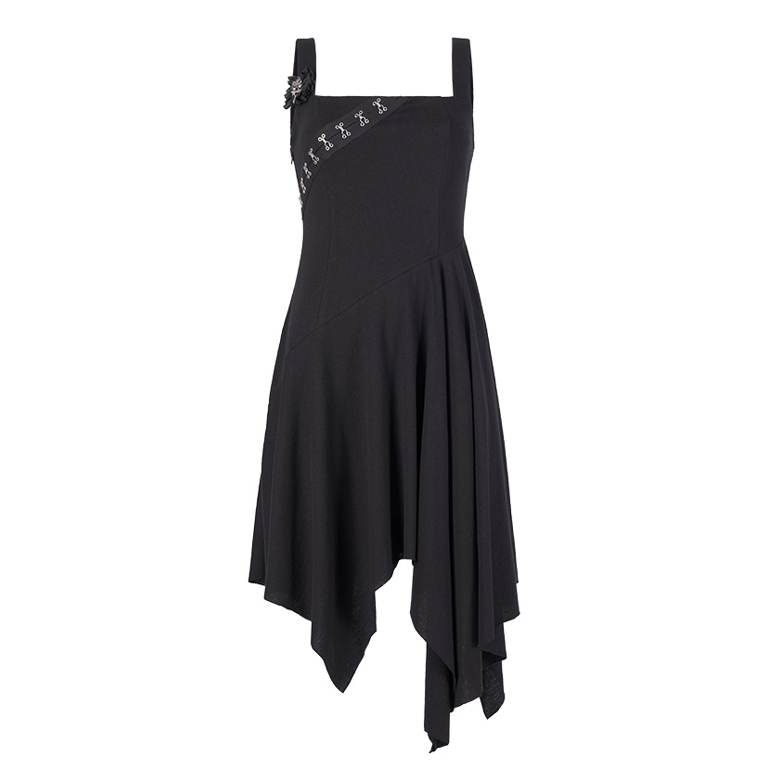 Punk Rave Women's Punk Irregular Hem Black Slip Dress