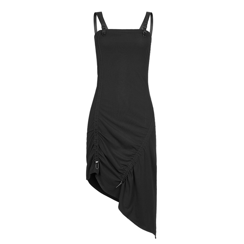 Punk Rave Women's Punk Irregular Hem Ruffles Slip Dress