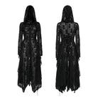 PUNK RAVE Women's Punk Irregular Ripped Long Coat with Hood