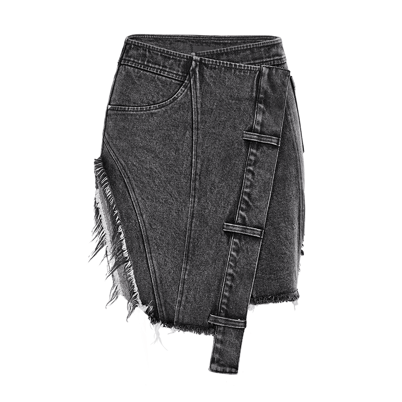 PUNK RAVE Women's Punk Irregular Unedged Split Skirt