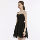 PUNK RAVE Women's Punk Lace Splice Slip Dress