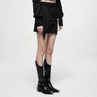 Punk Rave Women's Punk Lacing-up Jacquard Short Skirt With Belt