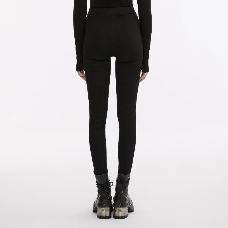 PUNK RAVE Women's Punk Line Splice Leggings