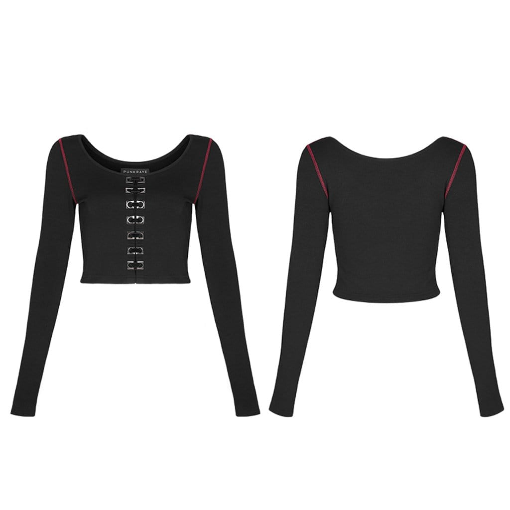 Women's Punk Long Sleeved Crop Tops