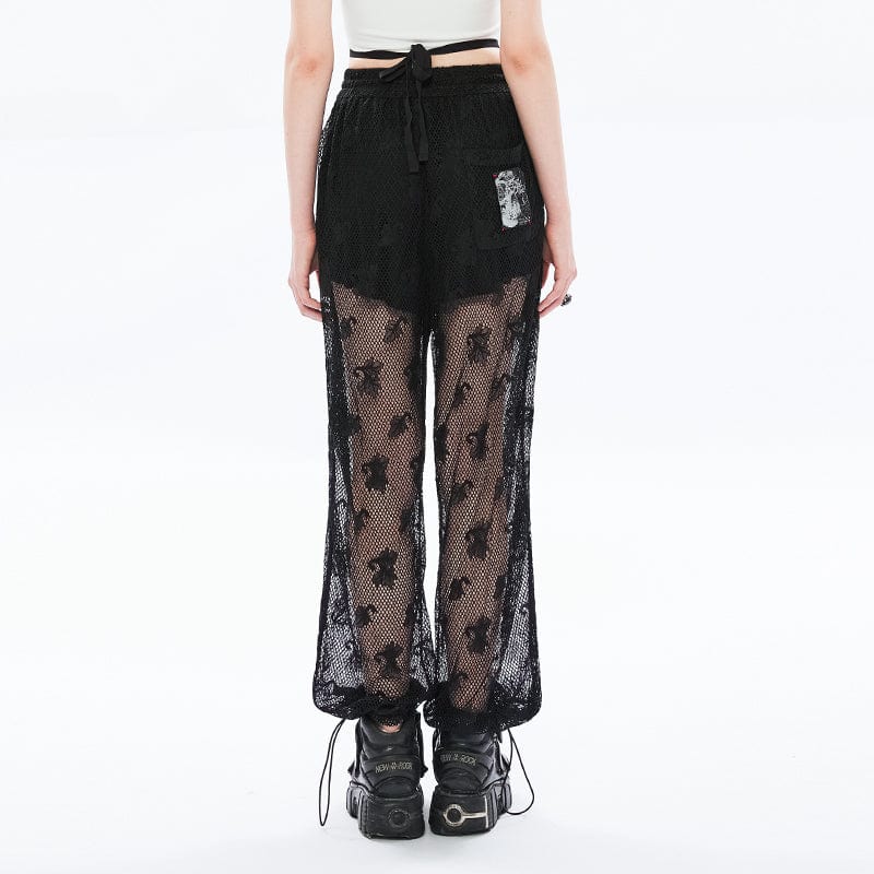 Punk Rave Women's Punk Mesh Sheer Harem Pants