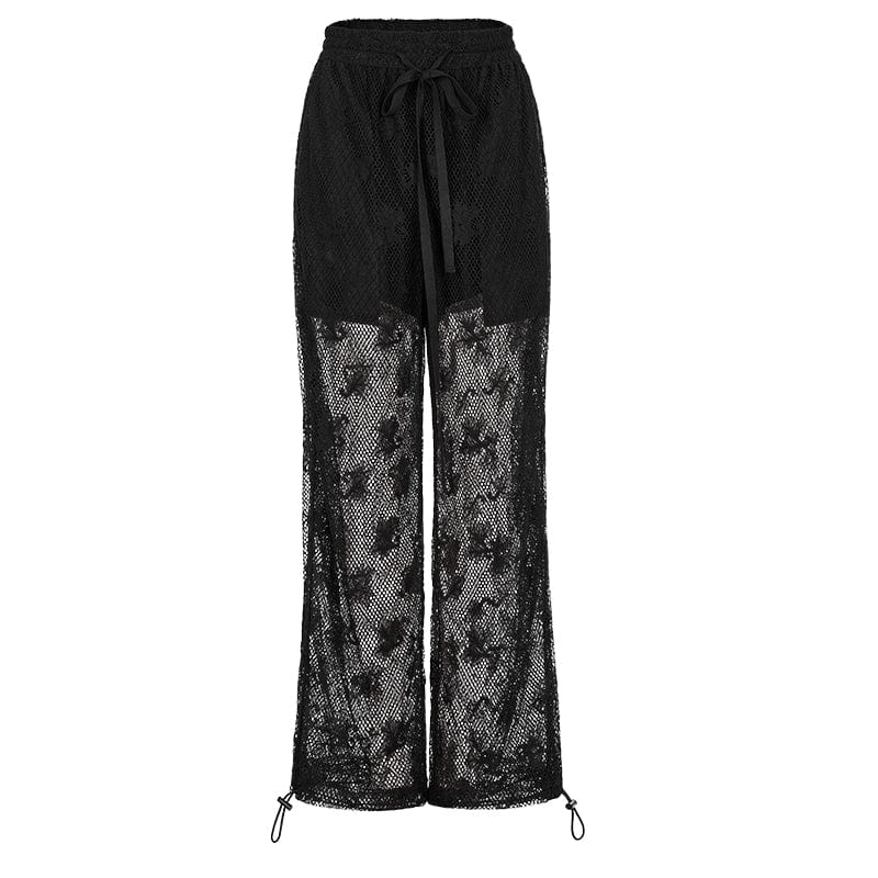 Punk Rave Women's Punk Mesh Sheer Harem Pants
