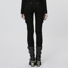 PUNK RAVE Women's Punk Mesh Splice Buckles Jeans