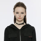 PUNK RAVE Women's Punk Mesh Splice Dress with Hood and Belt