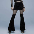 Punk Rave Women's Punk Mesh Splice Ripped Flared Pants