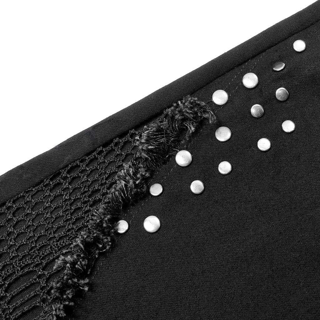 Punk Rave Women's Punk Mesh Splice Rivet Pants