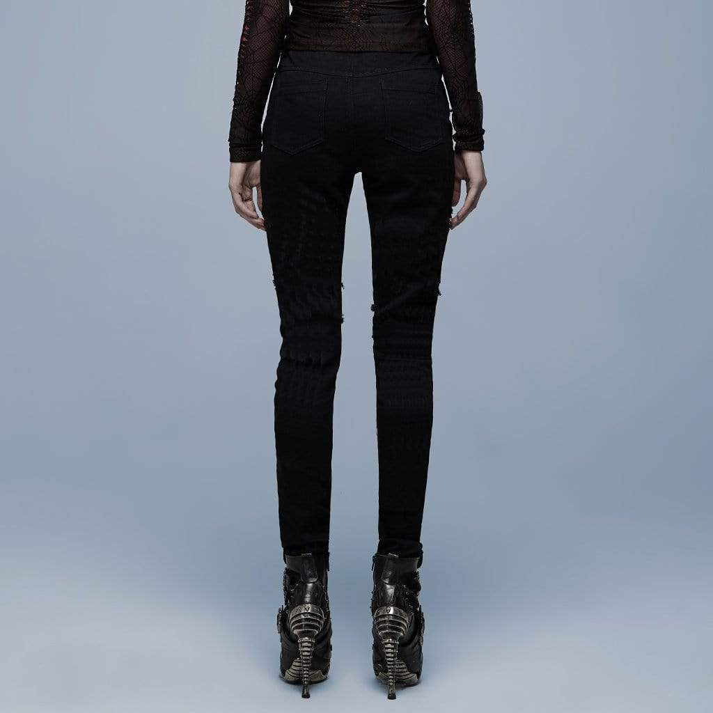 Punk Rave Women's Punk Mesh Splice Rivet Pants